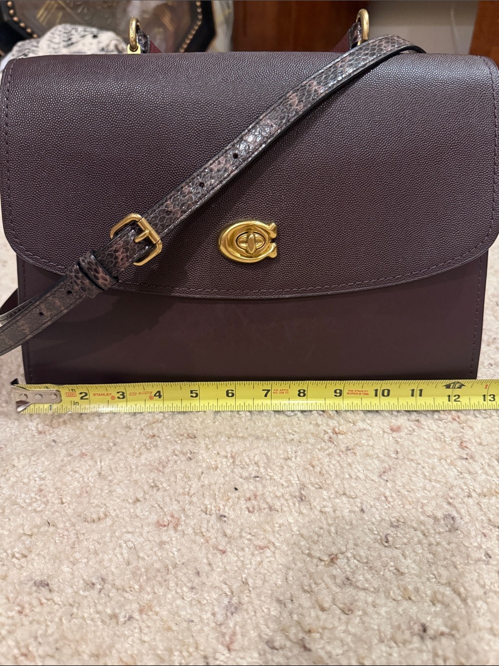 Coach Structured Satchel in Deep Burgundy with Gold Hardware